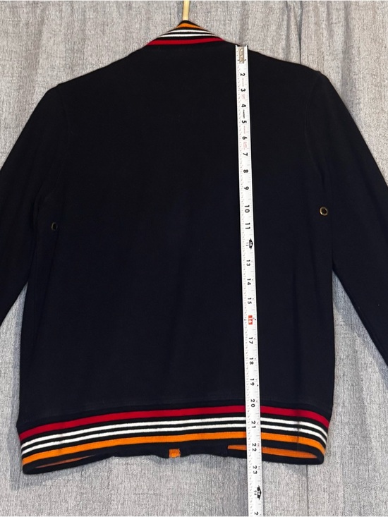Vintage Liz Claiborne Varsity Jacket Navy Striped Trim Bomber Small 90s - Picture 9 of 13